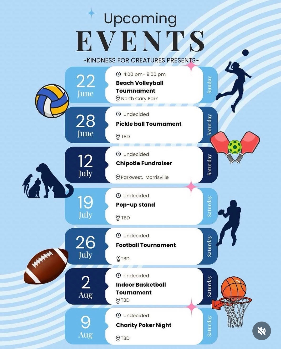 Kindness for Creatures Events Calendar